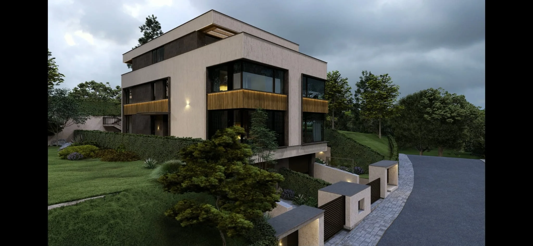 Randare exterioară a vilei duplex premium LuxuraInvest